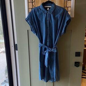 Vintage America NWT Sz L Denim-Blue Shirtwaist Tie Dress Button Front